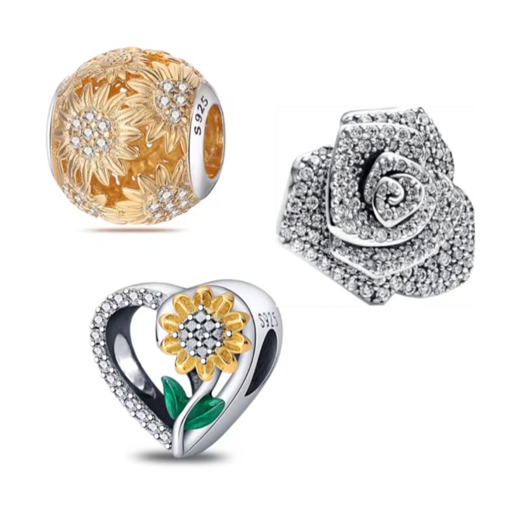 Bundle of 3 Charm Compatible with Pandora Bracelet